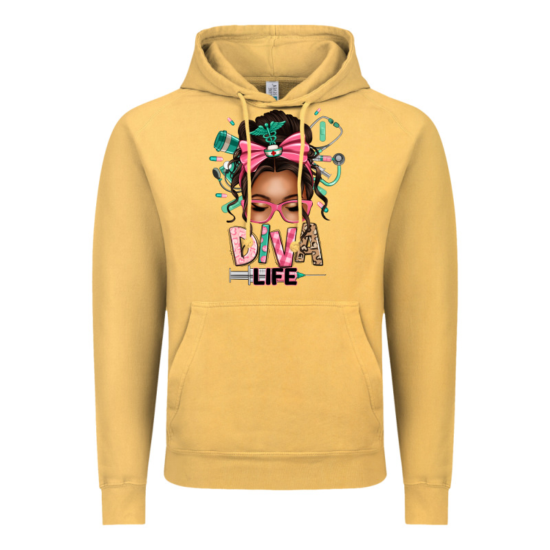 Afro Messy Bun Diva Life Vintage Hoodie by texasbilliewilder | Teevron