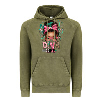 Vintage Olive afro messy bun diva life Vintage Hoodie - texasbilliewilder