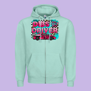 Dibs On The Driver Background Zipper Hoodie Designed By Adodesignshop
