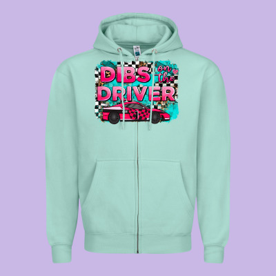 Dibs On The Driver Background Zipper Hoodie Designed By Adodesignshop