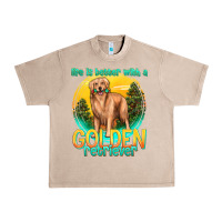 French Oak life is better with a golden retriever Urban Heavy Tee - texasbilliewilder