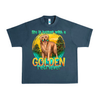 Midnight Navy life is better with a golden retriever Urban Heavy Tee - texasbilliewilder