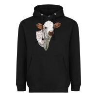 Black Texas Longhorn Calf Face Heavyweight Hoodie - LillyAllenDesigns
