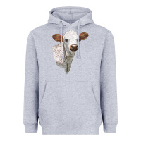 Heather Grey Texas Longhorn Calf Face Heavyweight Hoodie - LillyAllenDesigns