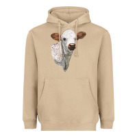 Mushroom Texas Longhorn Calf Face Heavyweight Hoodie - LillyAllenDesigns