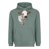 Sage Texas Longhorn Calf Face Heavyweight Hoodie - LillyAllenDesigns