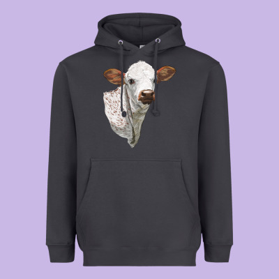 Texas Longhorn Calf Face Heavyweight Hoodie Designed By Lillyallendesigns