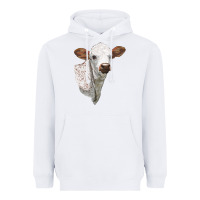 White Texas Longhorn Calf Face Heavyweight Hoodie - LillyAllenDesigns