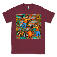 Burgundy fall scarecrow seamless pattern Classic Tee - BundleAndBundleShop