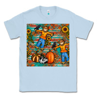 Dusty Blue fall scarecrow seamless pattern Classic Tee - BundleAndBundleShop
