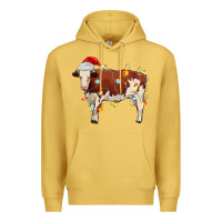 Antique Gold Christmas cow Premium Hoodie - MaliasSmallBusiness