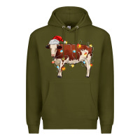 Army Green Christmas cow Premium Hoodie - MaliasSmallBusiness