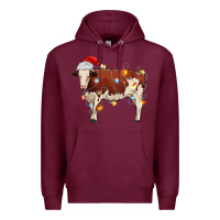 Burgundy Christmas cow Premium Hoodie - MaliasSmallBusiness