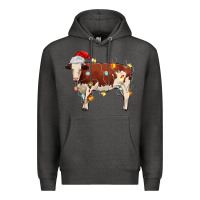 Charcoal Heather Christmas cow Premium Hoodie - MaliasSmallBusiness
