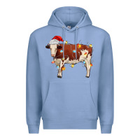 Colony Blue Christmas cow Premium Hoodie - MaliasSmallBusiness