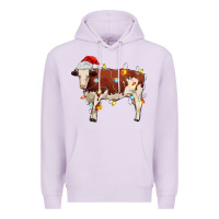 Lilac Christmas cow Premium Hoodie - MaliasSmallBusiness