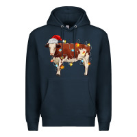 Navy Christmas cow Premium Hoodie - MaliasSmallBusiness