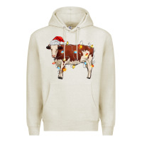 Oatmeal Heather Christmas cow Premium Hoodie - MaliasSmallBusiness
