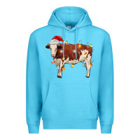 Ocean Blue Christmas cow Premium Hoodie - MaliasSmallBusiness