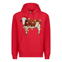 Red Christmas cow Premium Hoodie - MaliasSmallBusiness