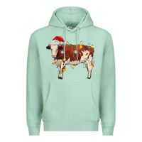 Seafoam Christmas cow Premium Hoodie - MaliasSmallBusiness