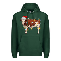 Sports Green Christmas cow Premium Hoodie - MaliasSmallBusiness