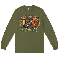 Army Green happy 100 americana football basketball day of sch Long Sleeve Tee - RacoonDesign