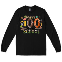 Black happy 100 americana football basketball day of sch Long Sleeve Tee - RacoonDesign