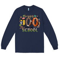 Navy happy 100 americana football basketball day of sch Long Sleeve Tee - RacoonDesign