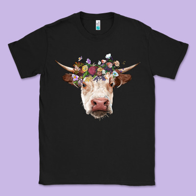 Hereford Cow With Floral Headband Classic Tee Designed By Ranaportraitstore