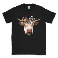 Black hereford cow with floral headband Classic Tee - RanaPortraitStore