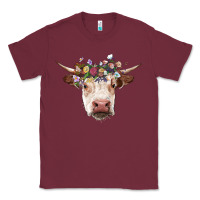 Burgundy hereford cow with floral headband Classic Tee - RanaPortraitStore