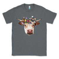 Charcoal Heather hereford cow with floral headband Classic Tee - RanaPortraitStore