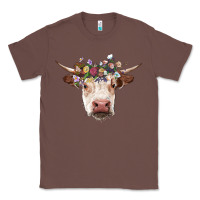 Chestnut hereford cow with floral headband Classic Tee - RanaPortraitStore