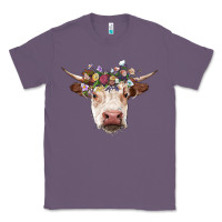 Lavender hereford cow with floral headband Classic Tee - RanaPortraitStore