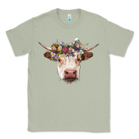 Matcha hereford cow with floral headband Classic Tee - RanaPortraitStore