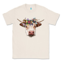 Natural hereford cow with floral headband Classic Tee - RanaPortraitStore
