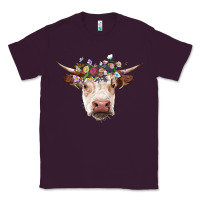 Plum hereford cow with floral headband Classic Tee - RanaPortraitStore