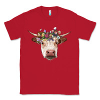 Red hereford cow with floral headband Classic Tee - RanaPortraitStore