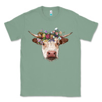 Sage hereford cow with floral headband Classic Tee - RanaPortraitStore