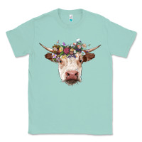 Seafoam hereford cow with floral headband Classic Tee - RanaPortraitStore