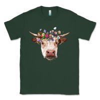 Sports Green hereford cow with floral headband Classic Tee - RanaPortraitStore