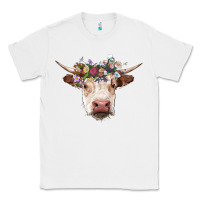 White hereford cow with floral headband Classic Tee - RanaPortraitStore