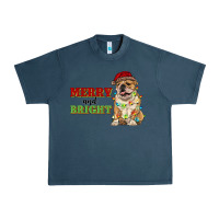Midnight Navy merry and bright english bulldog Urban Heavy Tee - RanaPortraitStore