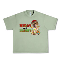 Oil Green merry and bright english bulldog Urban Heavy Tee - RanaPortraitStore