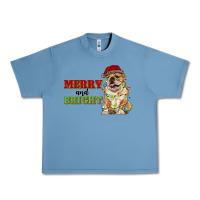Pebble Blue merry and bright english bulldog Urban Heavy Tee - RanaPortraitStore
