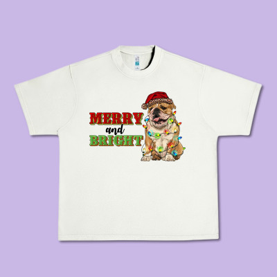 Merry And Bright English Bulldog Urban Heavy Tee Designed By Ranaportraitstore