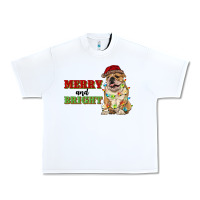 White merry and bright english bulldog Urban Heavy Tee - RanaPortraitStore