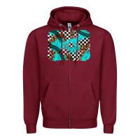 Burgundy race day turquoise background Zipper Hoodie - AdoDesignShop