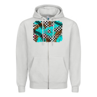 Dove Grey race day turquoise background Zipper Hoodie - AdoDesignShop